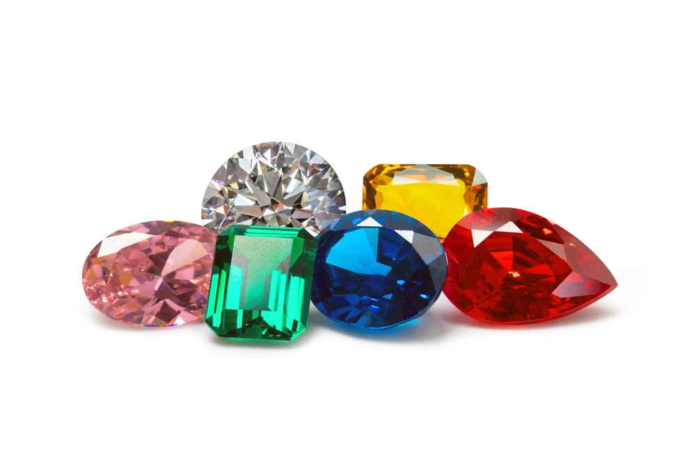 Bright,Gems,Isolated,On,A,White,Background